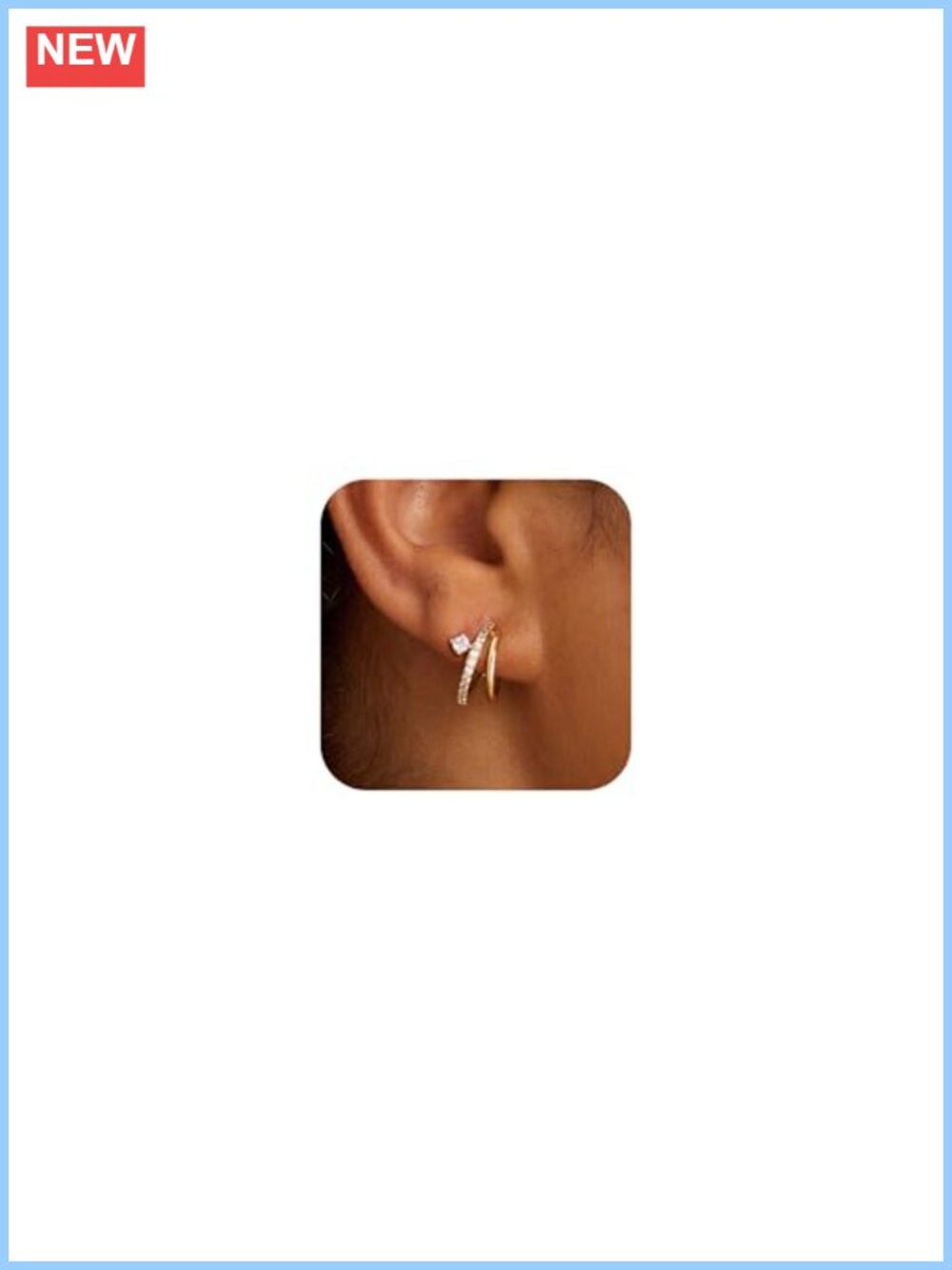 14K Gold Plated Triple Huggie Hoop Earrings Hypoallergenic Lightweight